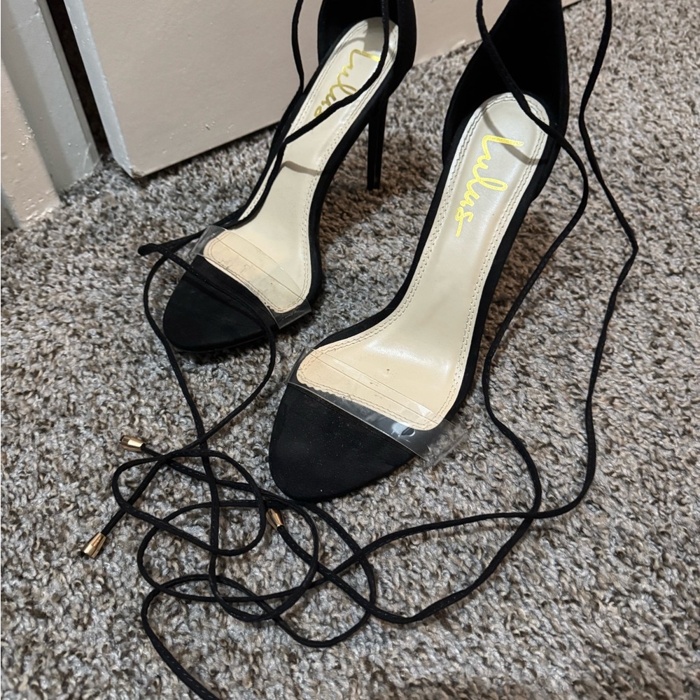 Black lace up heels